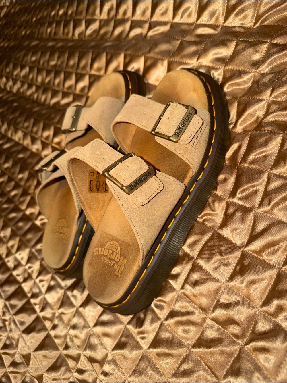 Dr. Martens Women’s Tan Suede Double-Buckle Sandals